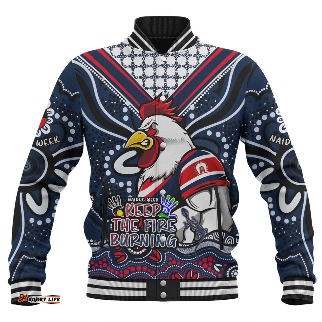 Sydney Roosters Baseball Jacket Aboriginal Inspired Naidoc Week Custom For Die Hard Fan Supporters