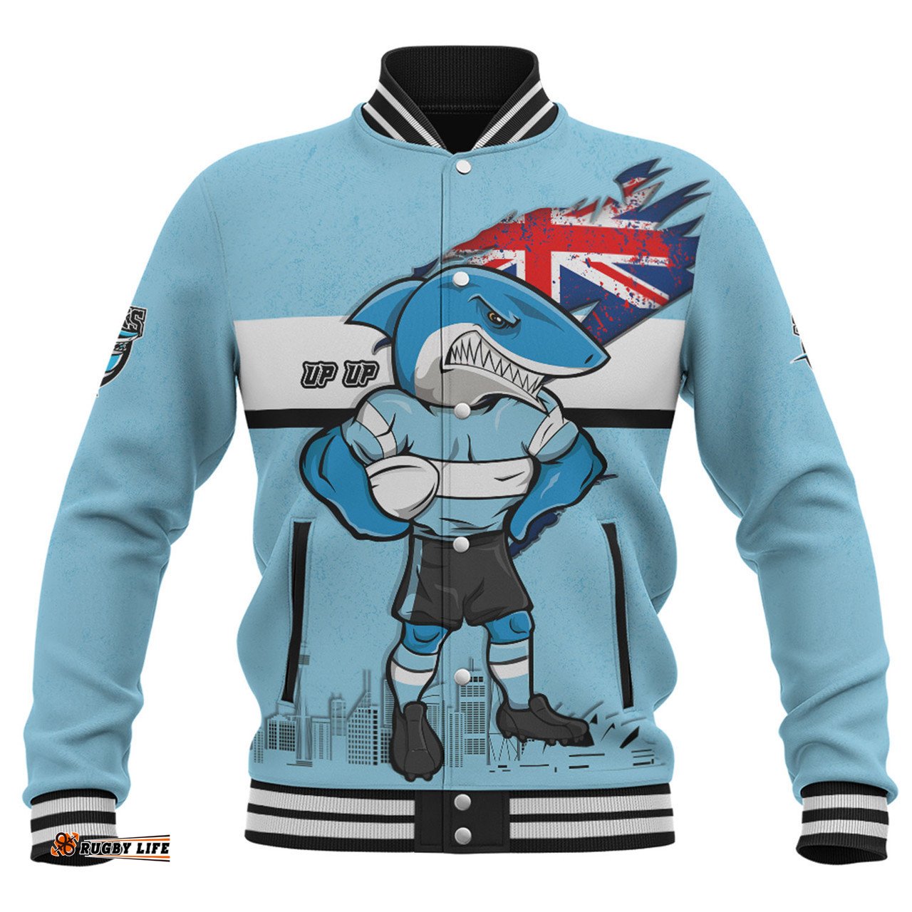 Cronulla-Sutherland Sharks Baseball Jacket Custom For Die Hard Fan Australia Flag Scratch Style