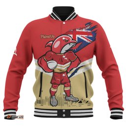 Redcliffe Dolphins Baseball Jacket Custom For Die Hard Fan Australia Flag Scratch Style