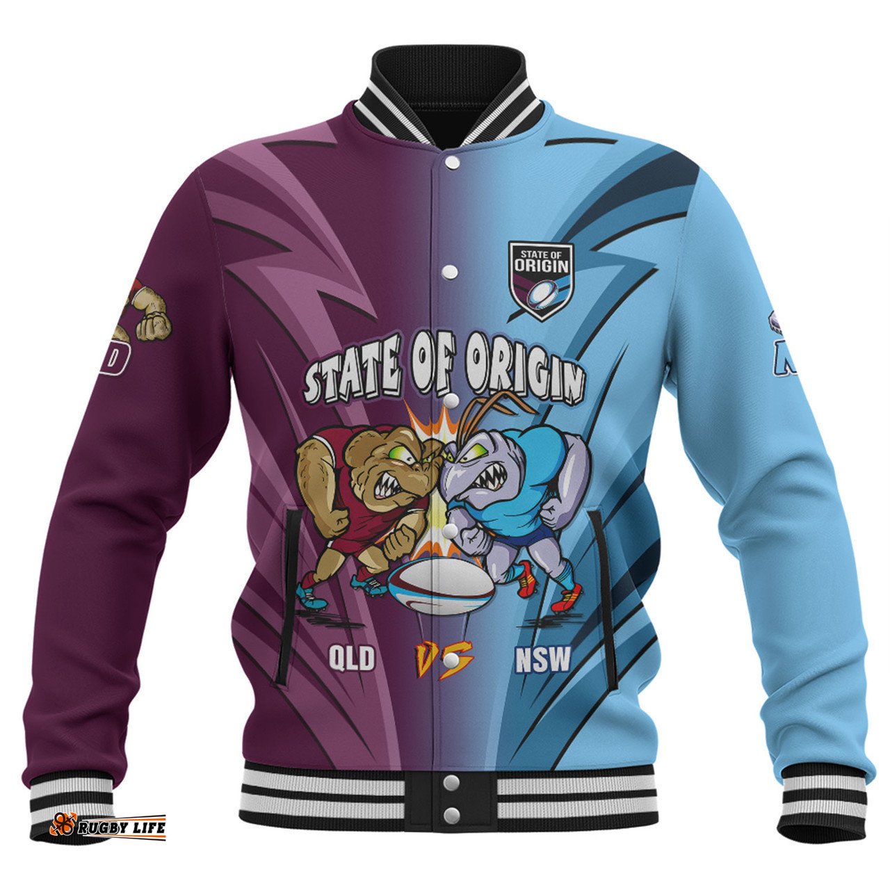Queensland Maroons Baseball Jacket Custom State Of Origin 2024 Tough Fan Rugby For Life QLD vs NSW Ver 2