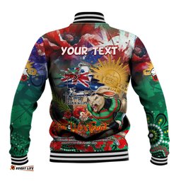 Personalised Australia Rugby Rabbitohs ANZAC Baseball Jacket South Sydney Scratch Style DT02