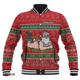 Australia Christmas Custom Baseball Jacket - Merry Chrismas I'm Laying On Your Present Baseball Jacket