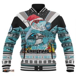 Cronulla-Sutherland Sharks Christmas Custom Baseball Jacket - Sharks Santa Aussie Big Things Baseball Jacket