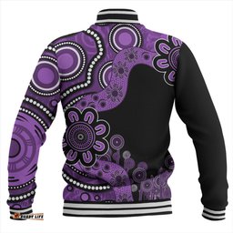 Australia Baseball Jacket Aboriginal Indigenous Dot Painting Purple