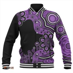 Australia Baseball Jacket Aboriginal Indigenous Dot Painting Purple