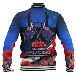 Australia Baseball Jacket - Anzac Day NZ Australia Poppies Flowers