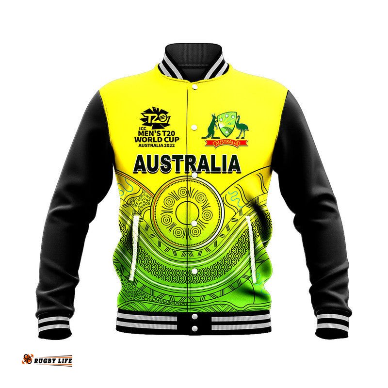 Custom Personalised And Number Australia Cricket Men's T20 World Cup Baseball Jacket