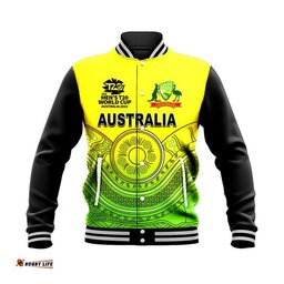 Custom Personalised And Number Australia Cricket Men's T20 World Cup Baseball Jacket