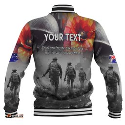 Australia Anzac Day Custom Baseball Jacket - Thank You For The Risks You Take Baseball Jacket