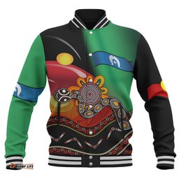 Australia Aboriginal Custom Baseball Jacket - The Rainbow Serpent Dreamtime Give Shape To The Earth Baseball Jacket