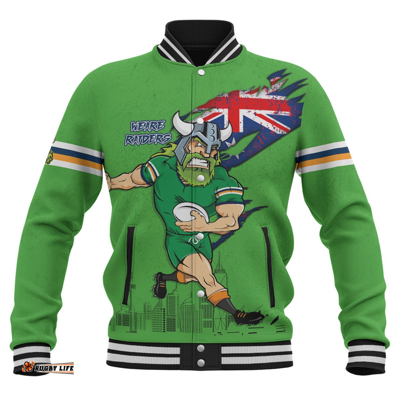 Canberra Raiders Baseball Jacket Custom For Die Hard Fan Australia Flag Scratch Style