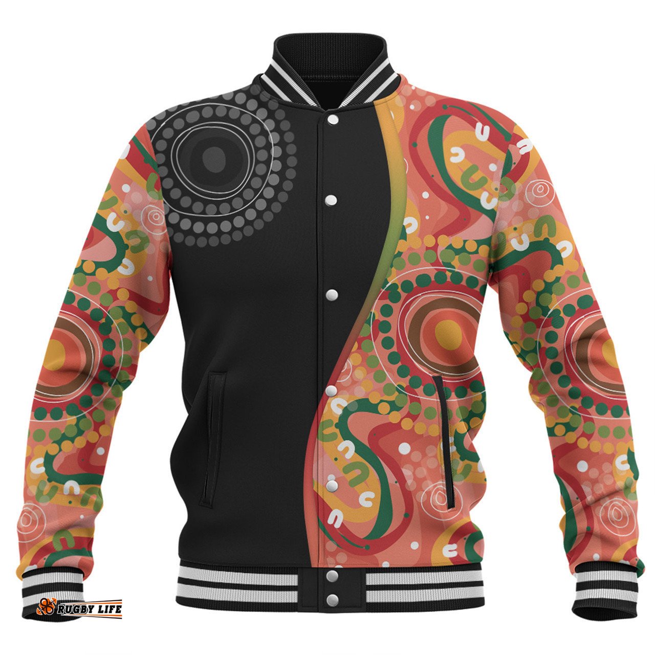Australia Aboriginal Custom Baseball Jacket - Aboriginal Art Style Abstract Baseball Jacket