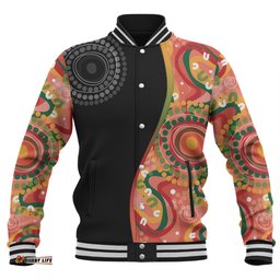 Australia Aboriginal Custom Baseball Jacket - Aboriginal Art Style Abstract Baseball Jacket