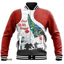 Vibe Hoodie Clothing - New Zealand Anzac Fern & Maori Baseball Jacket