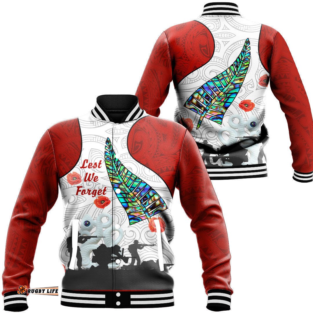 Vibe Hoodie Clothing - New Zealand Anzac Fern & Maori Baseball Jacket