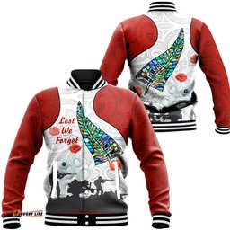 Vibe Hoodie Clothing - New Zealand Anzac Fern & Maori Baseball Jacket