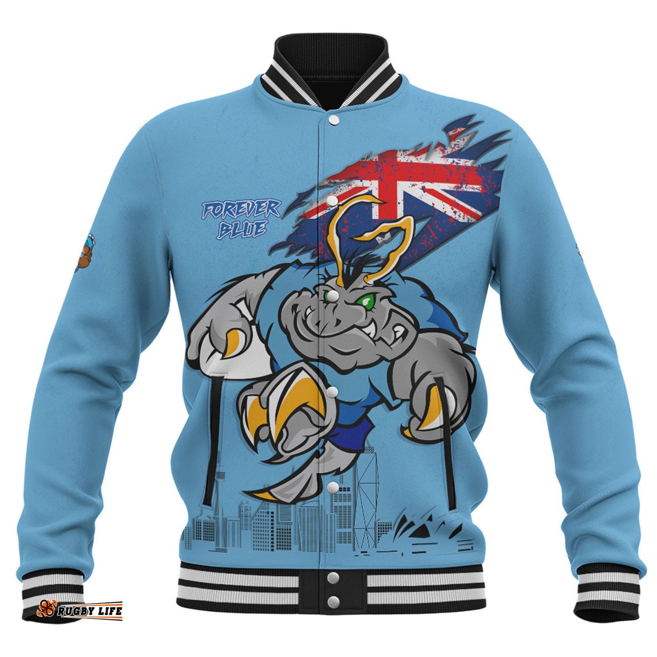 New South Wales Blues Baseball Jacket Custom For Die Hard Fan Australia Flag Scratch Style
