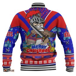 Newcastle Knights Christmas Custom Baseball Jacket - Newcastle Knights Santa Aussie Big Things Baseball Jacket