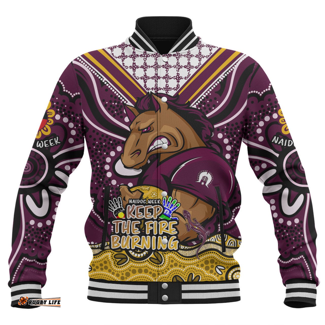 Brisbane Broncos Baseball Jacket Aboriginal Inspired Naidoc Week Custom For Die Hard Fan Supporters