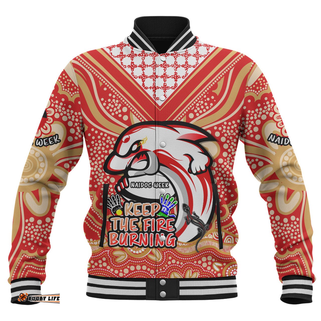 Redcliffe Dolphins Baseball Jacket Aboriginal Inspired Naidoc Week Custom For Die Hard Fan Supporters
