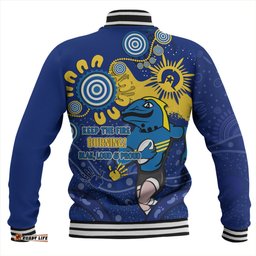 Parramatta Eels Baseball Jacket Aboriginal Indigenous Naidoc Week Dreamtime Dot Painting With Flag
