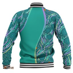 Australia Aboriginal Custom Baseball Jacket - Turquoise Dot Dreamtime Baseball Jacket