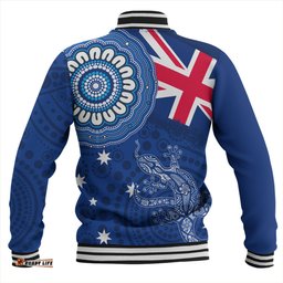Australia Baseball Jacket Flag With Lizard Aboriginal