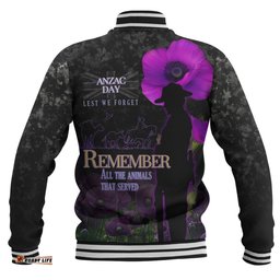 Anzac Day Baseball Jacket - Remember All Animals That Served