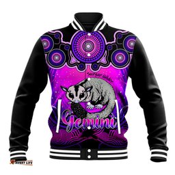 Personalised Australia Gemini Sugar Gilder Zodiac Baseball Jacket Auz Astrology Aboriginal - Magenta