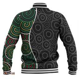Australia Aboriginal Baseball Jacket - Green Dot Art Circle Pattern From Aboriginal Art Baseball Jacket