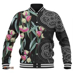 Australia Aboriginal Baseball Jacket - Seamless Pattern With Eucalyptus Flower Baseball Jacket