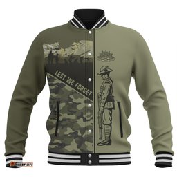 Australia Baseball Jacket - Anzac Day Honor The Fallen Thank The Living