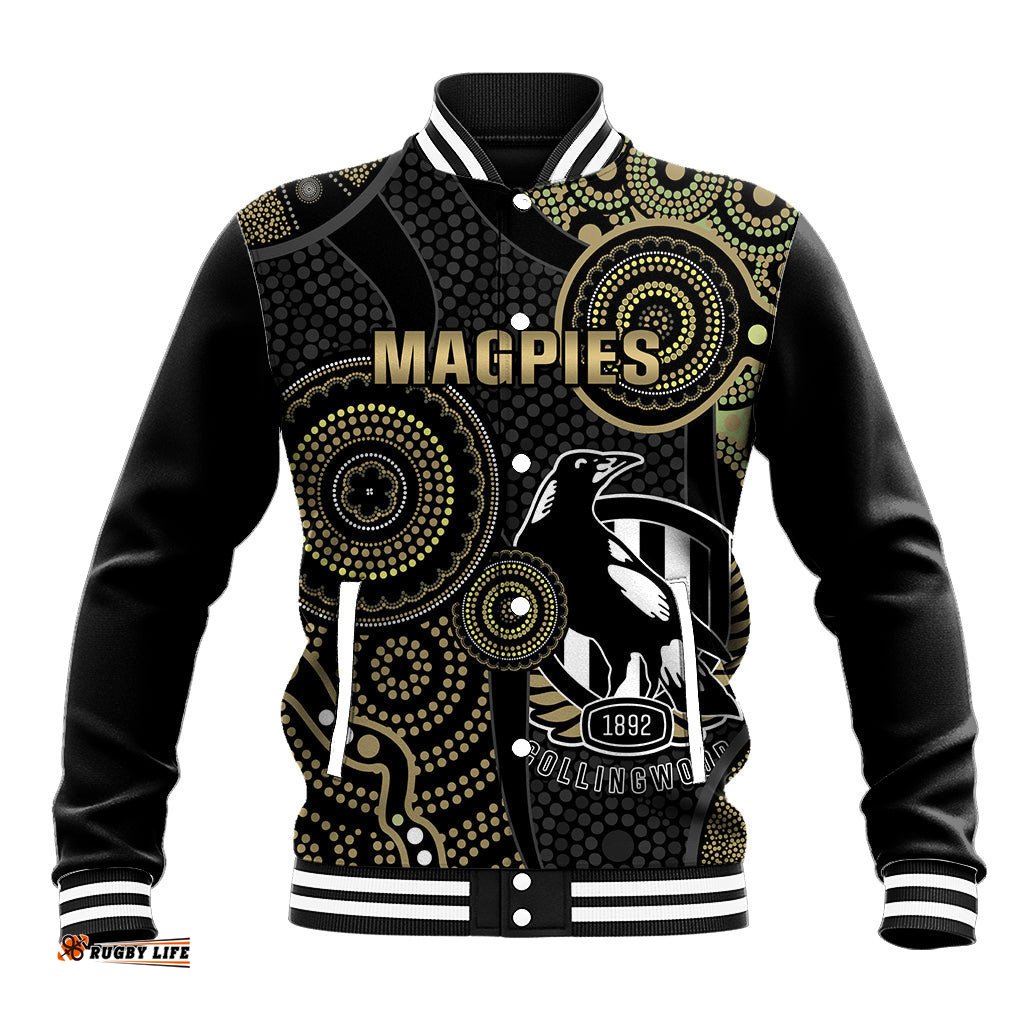 Custom AFL Collingwood Baseball Jacket Indigenous Magpies Dynamic Version