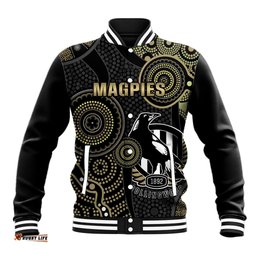 Custom AFL Collingwood Baseball Jacket Indigenous Magpies Dynamic Version
