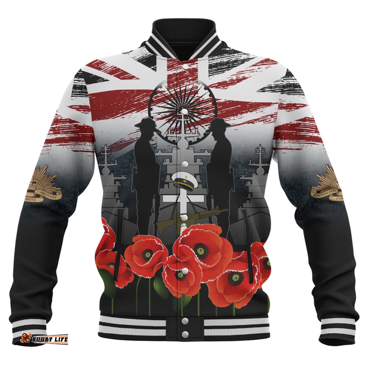 Australia Navy Force Anzac Day Custom Baseball Jacket - We Thank You For Our Freedom Baseball Jacket