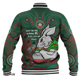 South Sydney Rabbitohs Baseball Jacket Celebrating Naidoc Week 2024 Aboriginal Dot Art Inspired