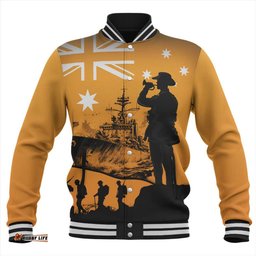 Australia Baseball Jacket Lest We Forget Navy Anzac