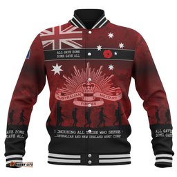 Australia Anzac Day Baseball Jacket - Australia and New Zealand Warriors All gave some Some Gave All Red Baseball Jacket