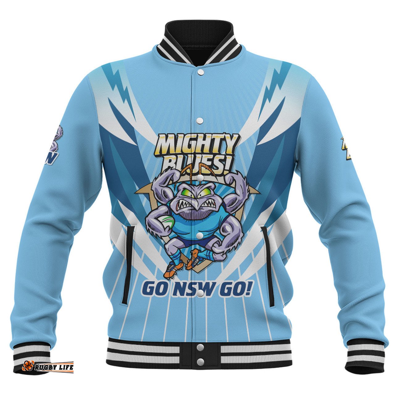 New South Wales Blues Baseball Jacket Custom State Of Origin 2024 Passionate Fan Born To Win Ver 2
