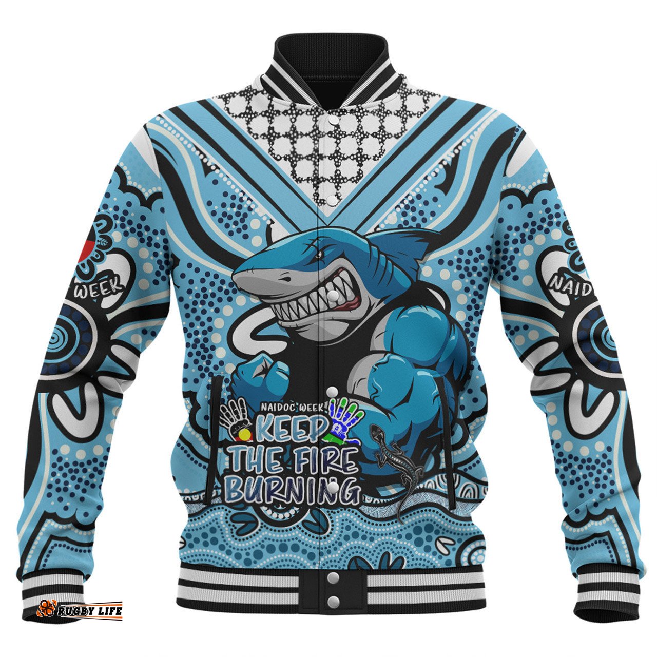 Cronulla-Sutherland Sharks Baseball Jacket Aboriginal Inspired Naidoc Week Custom For Die Hard Fan Supporters