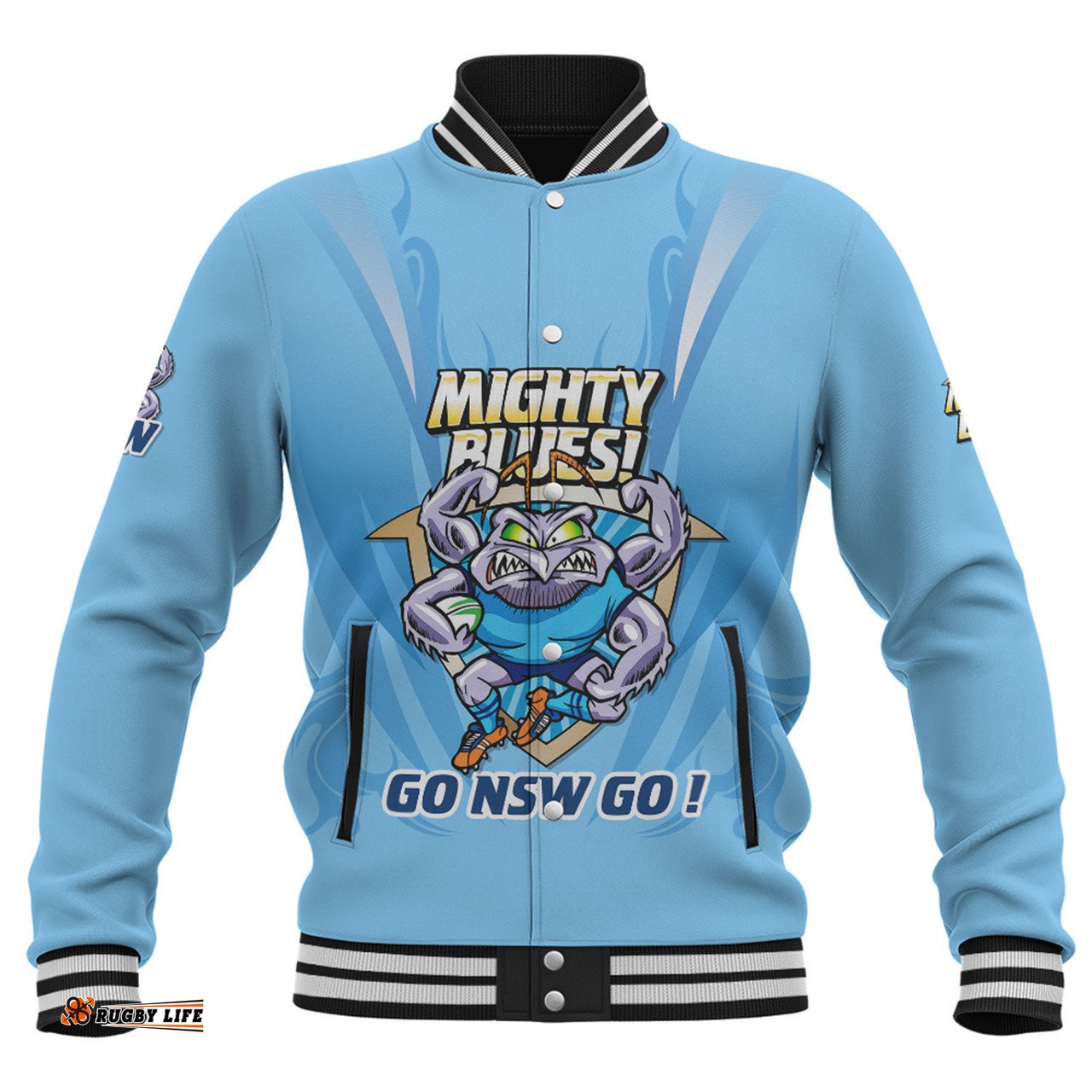 New South Wales Blues Baseball Jacket Custom State Of Origin 2024 Passionate Fan Born To Win Ver 1