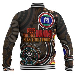Australia Baseball Jacket Naidoc Week Keep The Fire Burning Aboriginal Dot Art