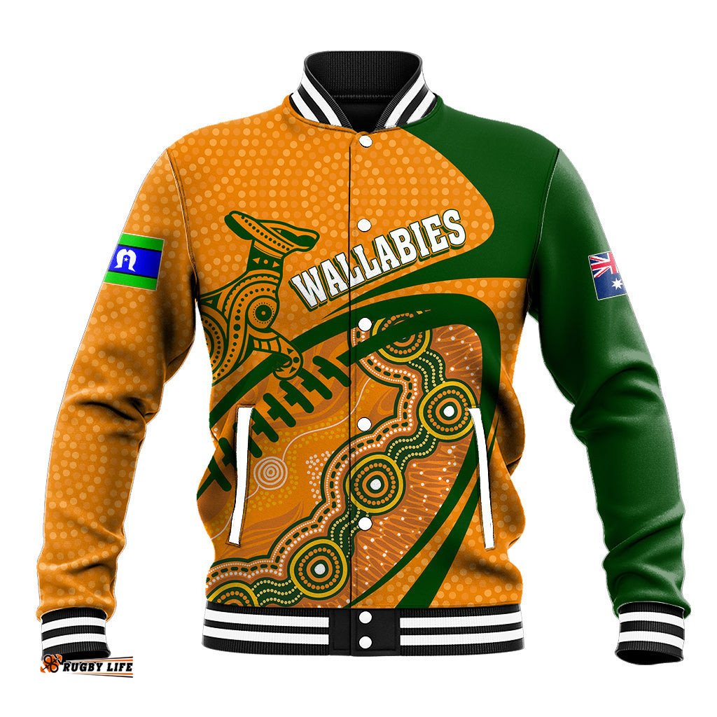 Personalised Aussie Wallabies Baseball Jacket Rugby World Cup Indigenous