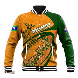 Personalised Aussie Wallabies Baseball Jacket Rugby World Cup Indigenous