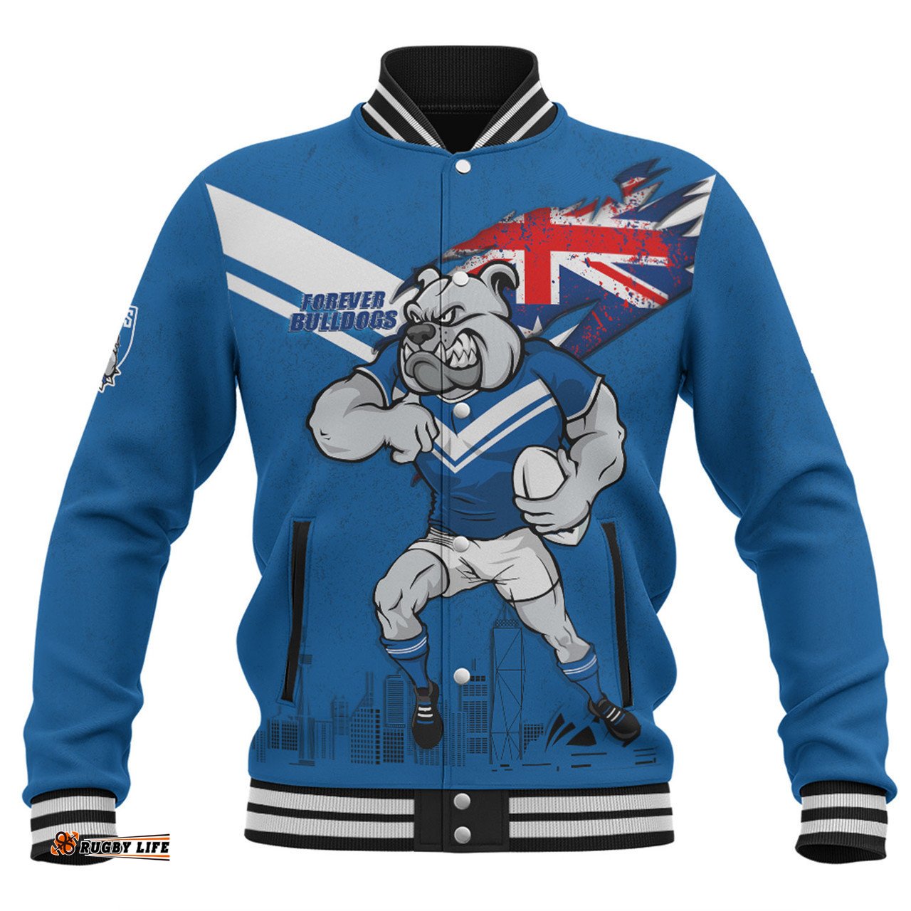 Canterbury-Bankstown Bulldogs Baseball Jacket Custom For Die Hard Fan Australia Flag Scratch Style