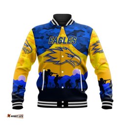 West Coast Eagles ANZAC Baseball Jacket Simple Style - Gold
