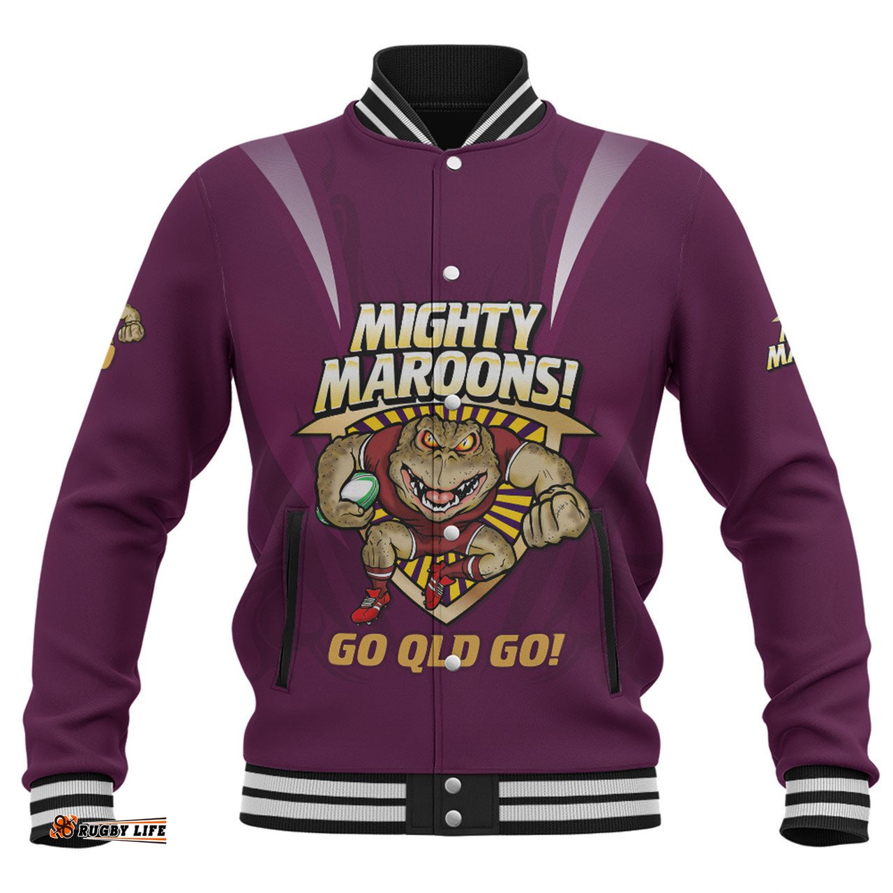Queensland Maroons Baseball Jacket Custom State Of Origin 2024 Passionate Fan Born To Win