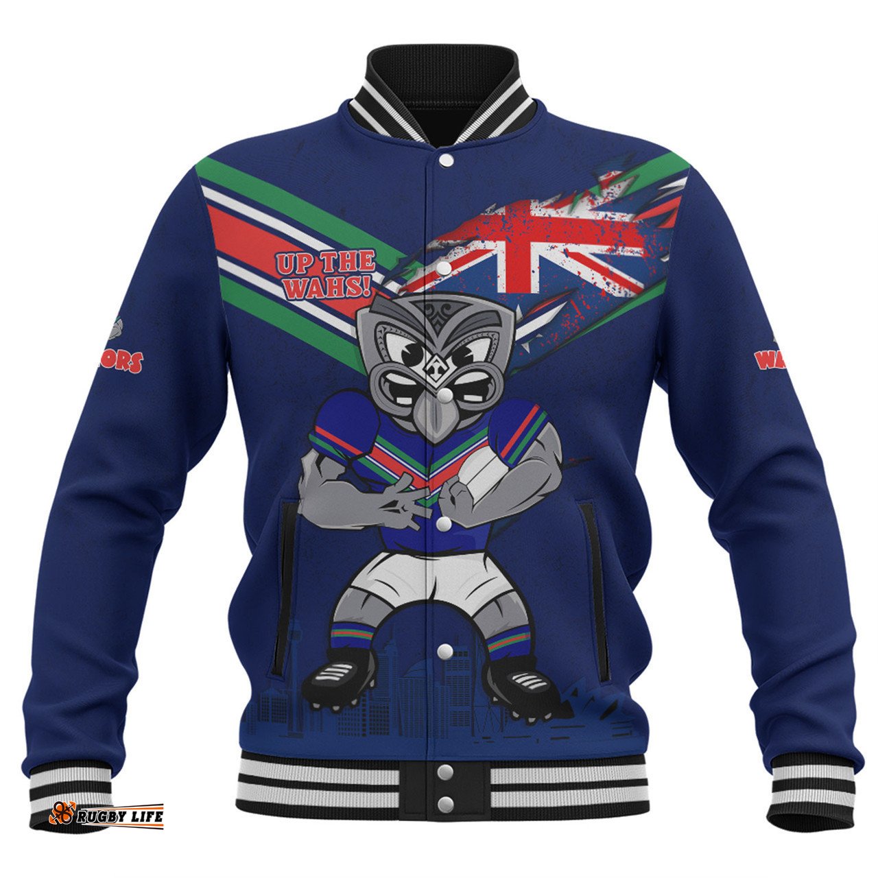 New Zealand Warriors Baseball Jacket Custom For Die Hard Fan Australia Flag Scratch Style