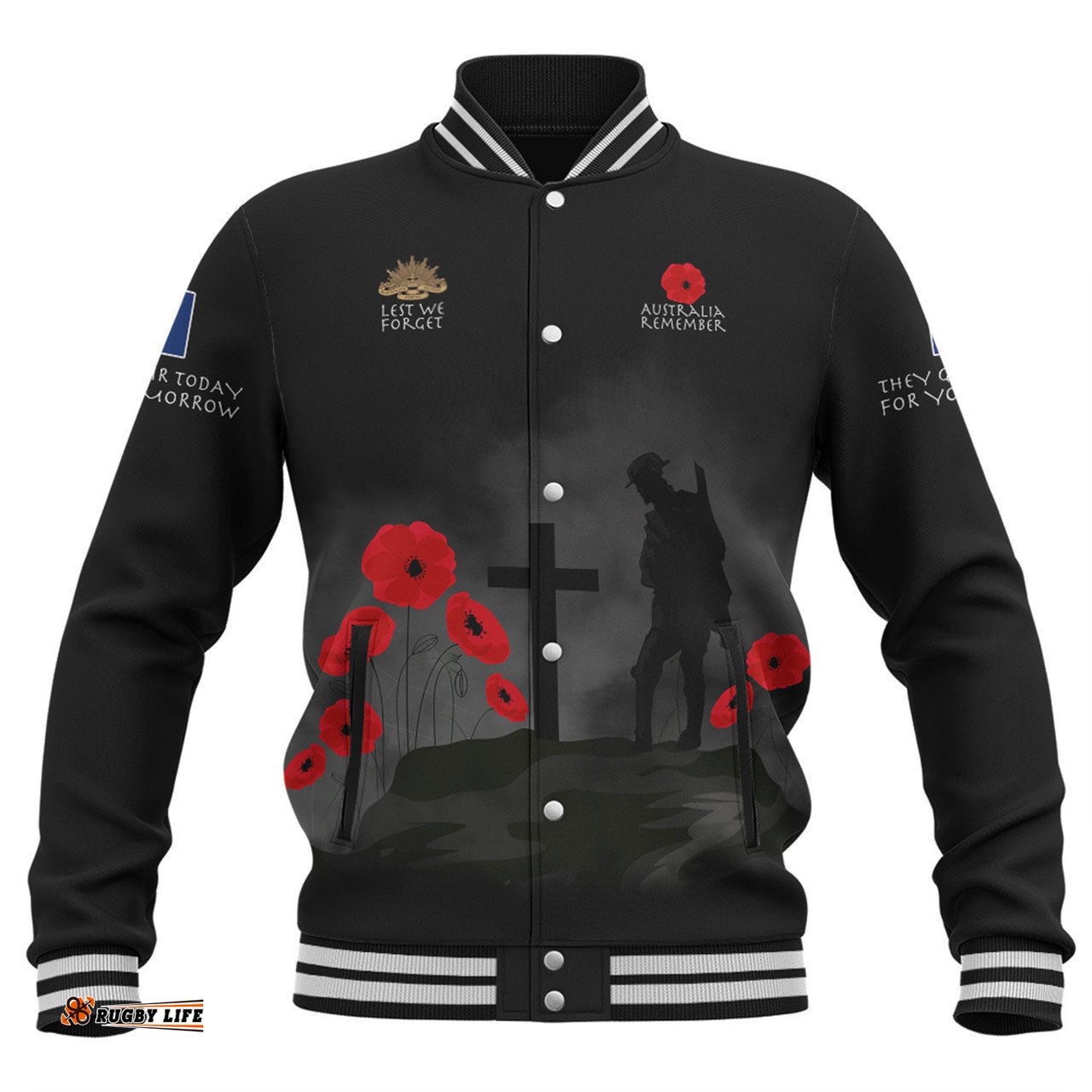 Australia Anzac Day Baseball Jacket - Australia Remember Black Baseball Jacket