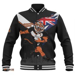 Wests Tigers Baseball Jacket Custom For Die Hard Fan Australia Flag Scratch Style